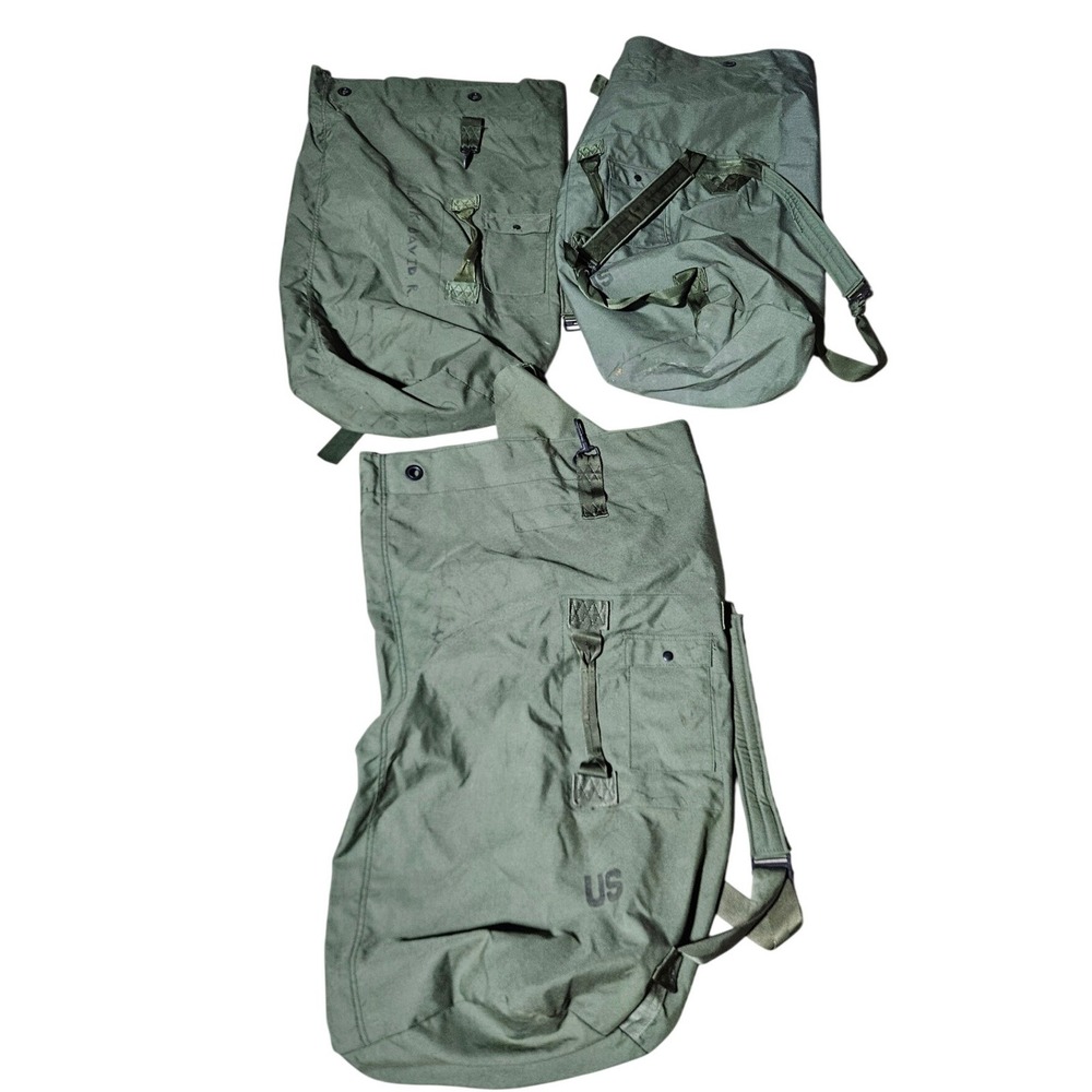 Lot of 3 Military Surplus Duffle Bag US Army Olive Drab Canvas Lot